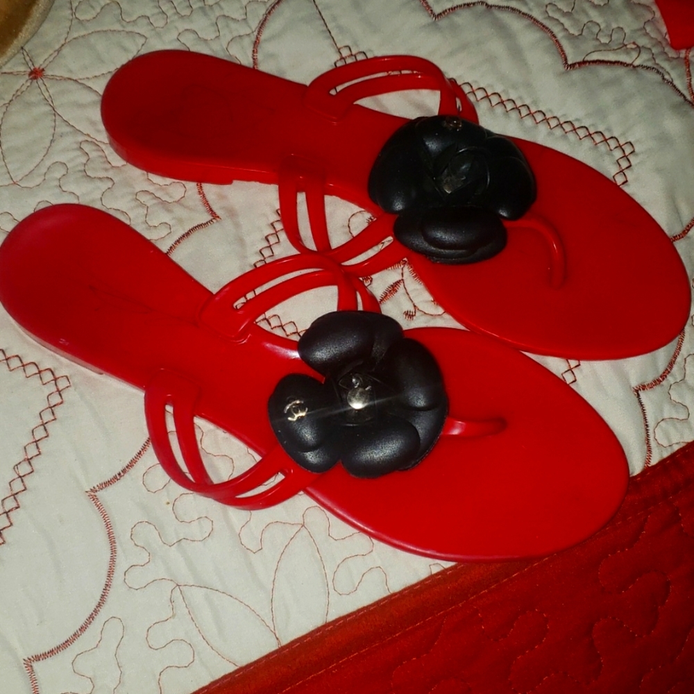 Chanel red sandals